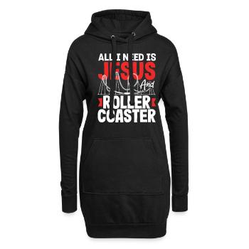 Jesus Und Achterbahn Liebhaber - Hoodie-Kleid - Schwarz - Vorne