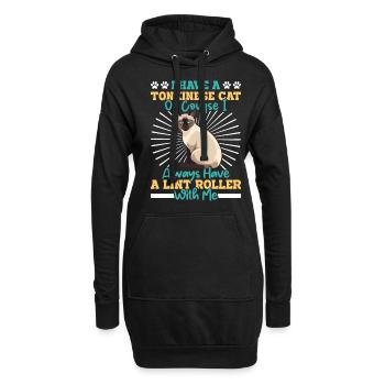 Chat tonkinois - Sweat-shirt à capuche long Femme - noir - Devant