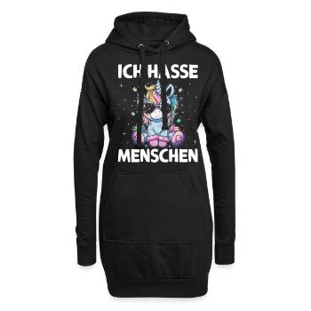 Süßes Einhorn, Bunte Einhörner - Hoodie-Kleid - Schwarz - Vorne