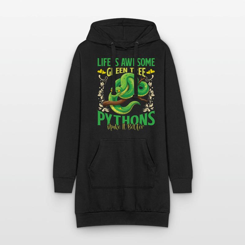 Green Tree Python Hoodie Dress