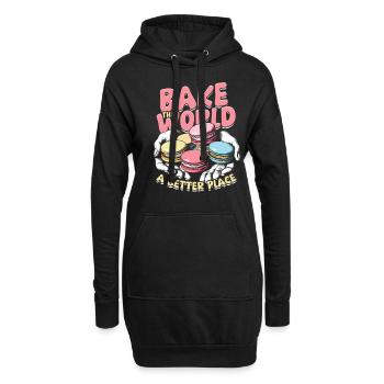 Macaron Bake Le monde un meilleur endroit - Sweat-shirt à capuche long Femme - noir - Devant