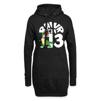Rawr Ich Bin 13 Dinosaurier Geburtstag - Hoodie-Kleid - Schwarz - Vorne