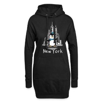 Pingouin mignon à New York - Sweat-shirt à capuche long Femme - noir - Devant