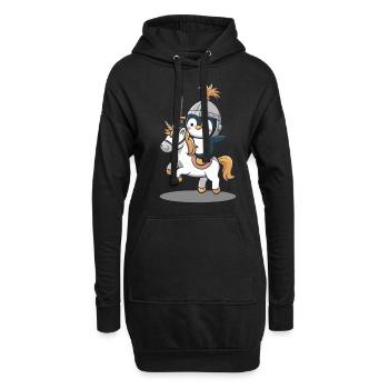 Knight Penguin chevauche une licorne - Sweat-shirt à capuche long Femme - noir - Devant