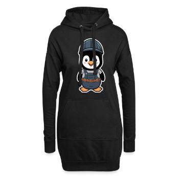 Pinguin mit Bauarbeiter Helm und Latzhose - Hoodie-Kleid - Schwarz - Vorne
