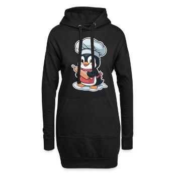 Süßer Pinguin Bäcker Mit Nudelholz - Hoodie-Kleid - Schwarz - Vorne