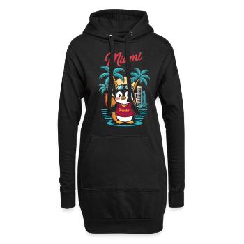 Miami Traveler Penguin avec planche de surf - Sweat-shirt à capuche long Femme - noir - Devant