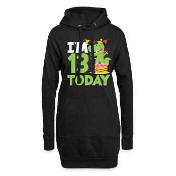 Ich Bin 13 Heute Geburtstag Dinosaurier - Hoodie-Kleid - Schwarz - Vorne