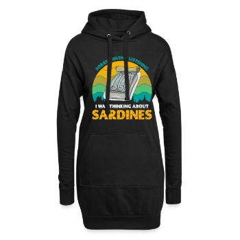 Sardines, Pêche, Poisson - Sweat-shirt à capuche long Femme - noir - Devant