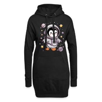 Niedlicher Pinguin Astronaut Im Weltraum - Hoodie-Kleid - Schwarz - Vorne