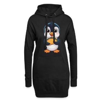 Pingouin mignon avec des tacos - Sweat-shirt à capuche long Femme - noir - Devant