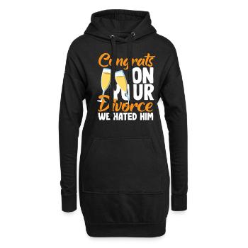 Félicitations pour ton divorce Nous l’avons détesté - Sweat-shirt à capuche long Femme - noir - Devant