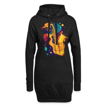 Musik Feiern: Saxophon Rock 'n' Roll -Künstler - Hoodie-Kleid - Schwarz - Vorne