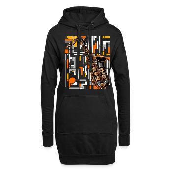 Musik Feiern: Saxophon Rock 'n' Roll -Künstler - Hoodie-Kleid - Schwarz - Vorne
