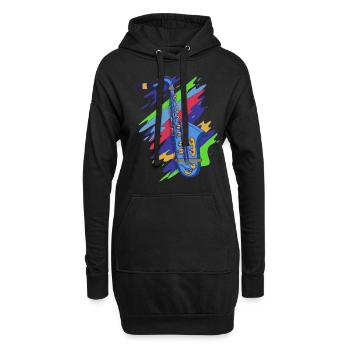 Musik Feiern: Saxophon Rock 'n' Roll -Künstler - Hoodie-Kleid - Schwarz - Vorne