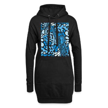 Musik Feiern: Saxophon Rock 'n' Roll -Künstler - Hoodie-Kleid - Schwarz - Vorne