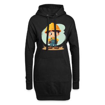 Construction Worker Design – Cute Motif for Kids - Hoodie Dress - black - Front