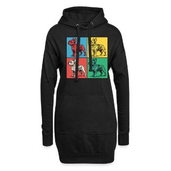 Französische Bulldogge Pop-Art Design - Hoodie-Kleid - Schwarz - Vorne