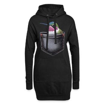 Kolibri - Hoodie-Kleid - Schwarz - Vorne