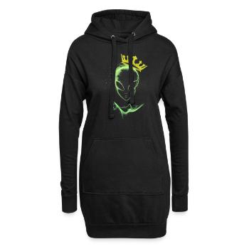 Alien avec une couronne - Sweat-shirt à capuche long Femme - noir - Devant