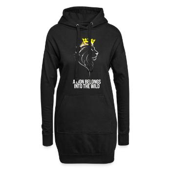 Un lion appartient au lion sauvage avec couronne - Sweat-shirt à capuche long Femme - noir - Devant