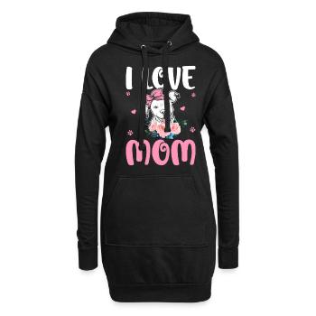 Ich liebe Mama Pitbull Mama Tattoo - Hoodie-Kleid - Schwarz - Vorne
