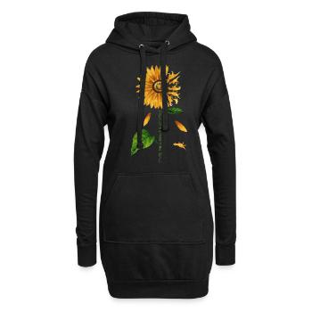 Mein Sonnenschein, Sonnenblume, Dino, Liebe - Hoodie-Kleid - Schwarz - Vorne