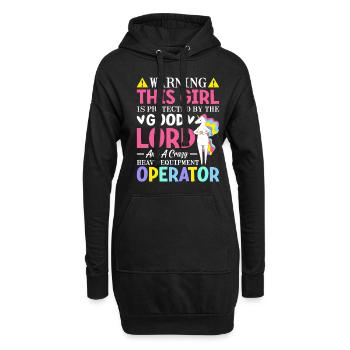 Une fille protégée par un opérateur d’équipement lourd - Sweat-shirt à capuche long Femme - noir - Devant