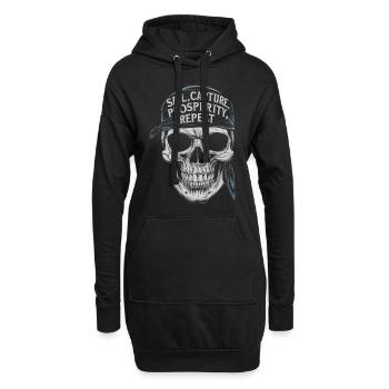 Voile de pirate capture prosterité répétition - Sweat-shirt à capuche long Femme - noir - Devant