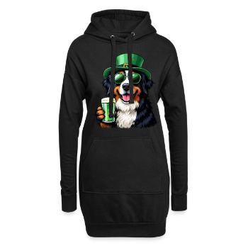 Berner Sennenhund St. Patricks Day Bier Outfit - Hoodie-Kleid - Schwarz - Vorne