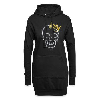 crâne avec une couronne - Sweat-shirt à capuche long Femme - noir - Devant