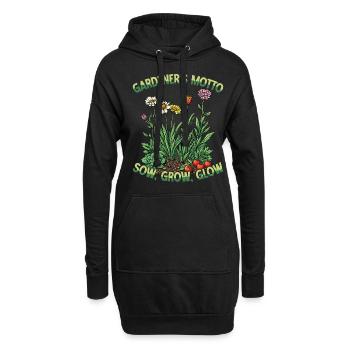 Le mot d’ordre du jardinier : Semer, cultiver, briller, amoureux de la nature - Sweat-shirt à capuche long Femme - noir - Devant