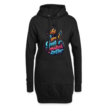 Life is Good Guitar makes it Better - Hoodie-Kleid - Schwarz - Vorne