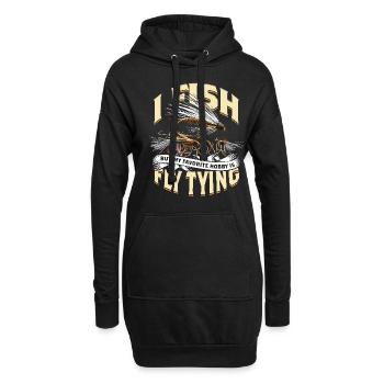 Fliegenfischen Fliegenangler - Hoodie-Kleid - Schwarz - Vorne