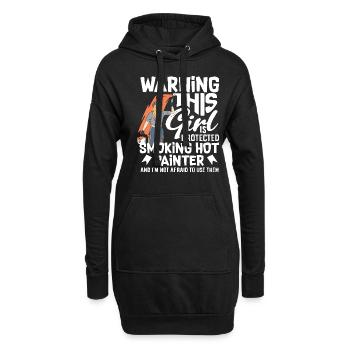 Attention à cette fille peintre chaude - Sweat-shirt à capuche long Femme - noir - Devant