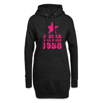 Ein Stern Wurde 1958 Geboren Geburtstag - Hoodie-Kleid - Schwarz - Vorne