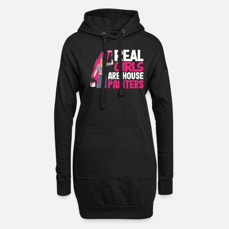 Echte Mädchen Sind Hausmalerinnen - Hoodie-Kleid - Schwarz
