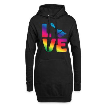 Liebe Zum Maler: Farbenfrohes Motiv - Hoodie-Kleid - Schwarz - Vorne