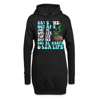 Sauvez les océans, les récifs coralliens, la vie marine - Sweat-shirt à capuche long Femme - noir - Devant