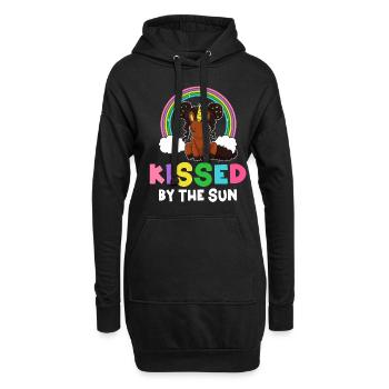 Mélanine Noir Histoire Peau Brune Embrassée Par Le Soleil - Sweat-shirt à capuche long Femme - noir - Devant