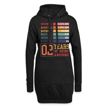 2 ans ! Cadeau d’anniversaire pour les 2 ans - Sweat-shirt à capuche long Femme - noir - Devant