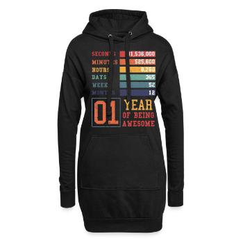 Tenue d’anniversaire pour 1 an ! 1er anniversaire - Sweat-shirt à capuche long Femme - noir - Devant