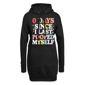 0 jours depuis que je me suis fait caca pour la dernière fois Meme - Sweat-shirt à capuche long Femme - noir - Devant