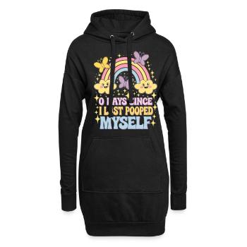 0 jours depuis que je me suis fait caca pour la dernière fois Meme - Sweat-shirt à capuche long Femme - noir - Devant