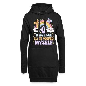 0 jours depuis que je me suis fait caca pour la dernière fois Meme - Sweat-shirt à capuche long Femme - noir - Devant