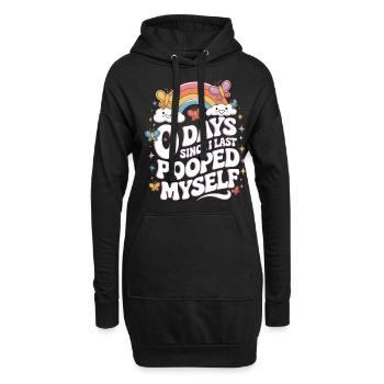 0 jours depuis que je me suis fait caca pour la dernière fois Meme - Sweat-shirt à capuche long Femme - noir - Devant