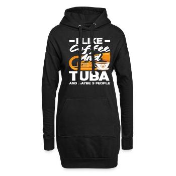 Tuba Player Café Et Tuba Fan - Sweat-shirt à capuche long Femme - noir - Devant
