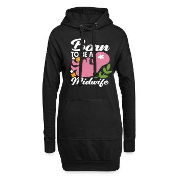 Née pour être sage-femme - Sweat-shirt à capuche long Femme - noir - Devant