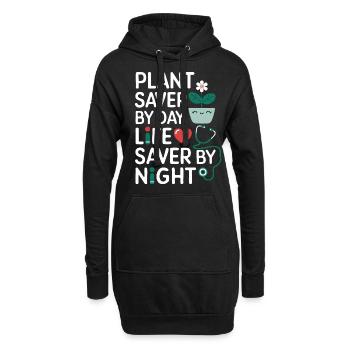 Pflanzenretter durch Tag Lebensretter durch Nachtschwester - Hoodie-Kleid - Schwarz - Vorne