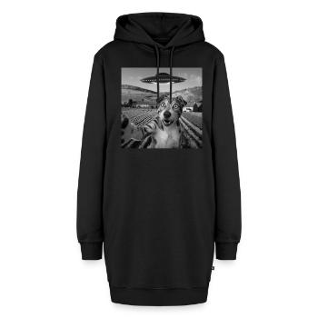 Rencontre extraterrestre Chien Selfie - Sweat-shirt à capuche long Femme - noir - Devant